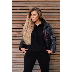 Женский теплый костюм тройка с курточкой черный 1492, Цвет: Черный, Размер: S-M (42-44 UKR), фото , изображение 2