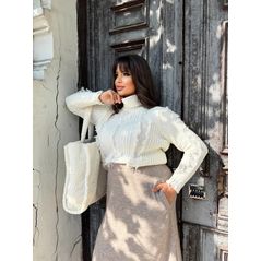 Жіноча спідниця міді мокко великого розміру 1497, Колір: Мокко, Розмір: 48-50, фото , зображення 3