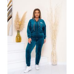 Женский спортивный костюм велюровый большого размера морская волна 21030, Цвет: Морская волна, Размер: 48-50 UKR, фото 