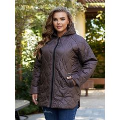 Женская куртка короткая шоколадная с капюшоном 23029, Цвет: Шоколад, Размер: S-M (42-44 UKR), фото 