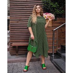 Платье свободного кроя большого размера хаки 820, Цвет: Хаки, Размер: 50-52 UKR, фото 