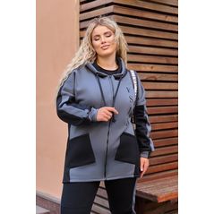 Жіночий спортивний графітовий костюм великого розміру 1043, Колір: Графіт, Розмір: 48-50, фото , зображення 2