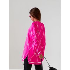 Женский свитер яркий свободного кроя малиновый 3016, Цвет: Малиновый, Размер: 42-46 UKR (One size), фото , изображение 2