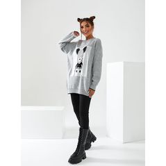 Женский свитер свободного кроя серый 3024, Цвет: Серый, Размер: 42-46 UKR (One size), фото , изображение 2