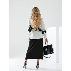 Женский модный костюм юбочный белый 3030, Цвет: Белый, Размер: 42-46 UKR (One size), фото , изображение 2