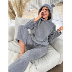 Женская теплая пижама брючная серая 377/1377, Цвет: Серый, Размер: S-M (42-44 UKR), фото 