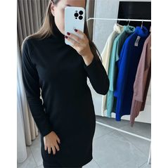 Платье короткое черное с высоким горлом 372 /1372, Цвет: Черный, Размер: 42-46 UKR (One size), фото , изображение 2