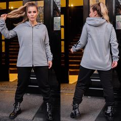 Женский спортивный костюм серый модный большого размера 4413-15439, Цвет: Серый, Размер: 50-52 UKR, фото 