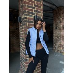 Жіноча жилетка тепла блакитна з капюшоном 635, Колір: Блакитний, Розмір: S, фото 