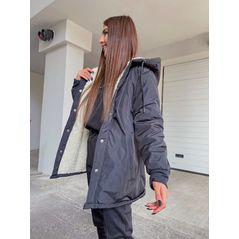 Женская теплая куртка на меху внутри цвет черный 30342, Цвет: Черный, Размер: 42-48 UKR (One size), фото , изображение 4