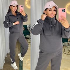Женский спортивный костюм теплый темно-серый кофта и штаны 679-5379, Цвет: Темно-серый , Размер: S-M (42-44 UKR), фото 