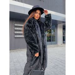 Жіноча чорна шуба довга 30370, фото 