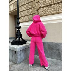 Женский спортивный костюм тройка теплый прогулочный малиновый 2008, Цвет: Малиновый, Размер: S-M (42-44 UKR), фото , изображение 3