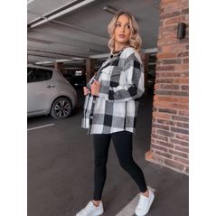 Женская рубашка черная теплая в клетку 10370, Цвет: Черный, Размер: S (42 UKR), фото , изображение 3