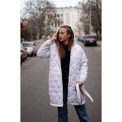 Женская куртка-пальто средней длины цвет белый 30244, Цвет: Белый, Размер: S-M (42-44 UKR), фото 