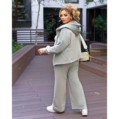 Женский велюровый костюм большого размера бирюзовый 305, Цвет: Бирюзовый, Размер: 54-56 UKR, фото , изображение 2