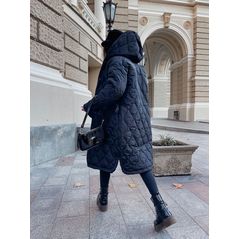 Женское длинное пальто черное 30360, Цвет: Черный, Размер: S-M (42-44 UKR), фото , изображение 2