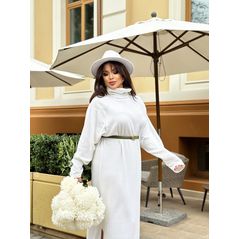 Женское длинное платье теплое белое 1120, Цвет: Белый, Размер: 42-46 UKR (One size), фото 