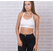 Женский белый топик плотно облегающий на лямку через шею 0000001, фото 