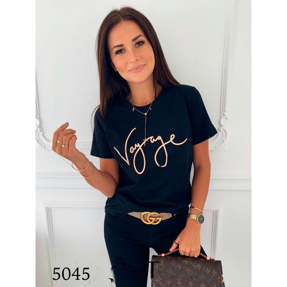 Женская черная футболка трикотажная Vаyage  5045, Цвет: Черный, Размер: M-L (44-46 UKR), фото 