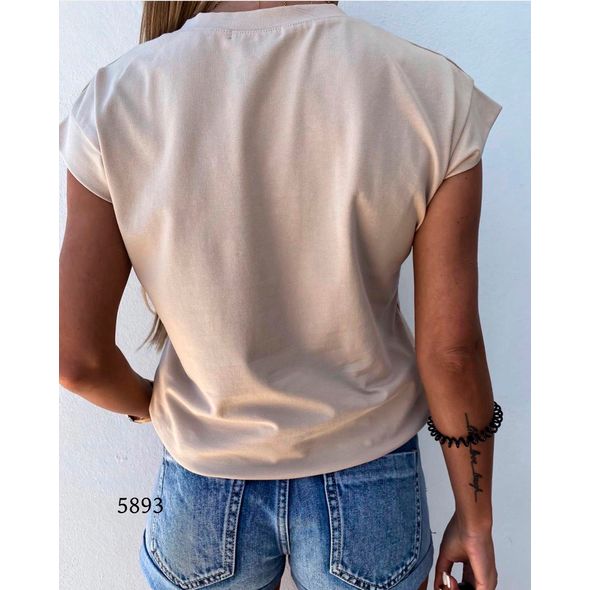 Женская футболка белая change 5893, Колір: Бежевий, Розмір: s-m, фото , зображення 2