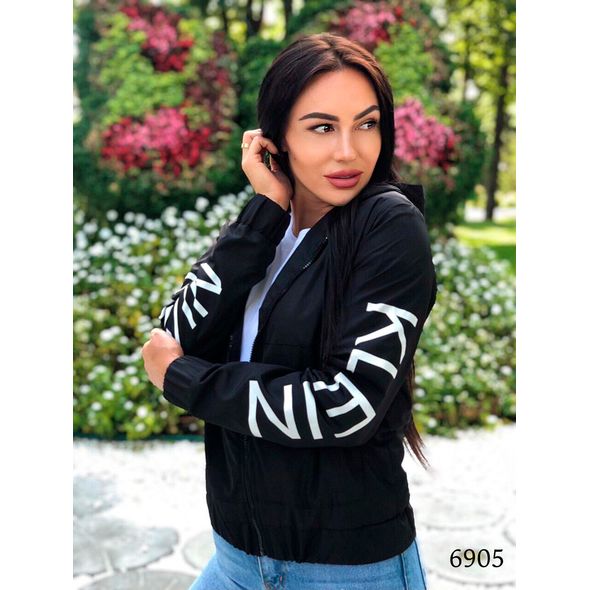 Стильна осіння вітровка жіноча чорна на підкладці "Calvin klein" 6905, Колір: Чорний, Розмір: S, фото 