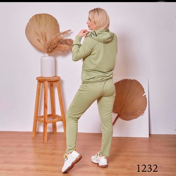 Жіночий спортивний костюм великого розміру колір оливковий 1232, Колір: Оливковий, Розмір: 48-50, фото 