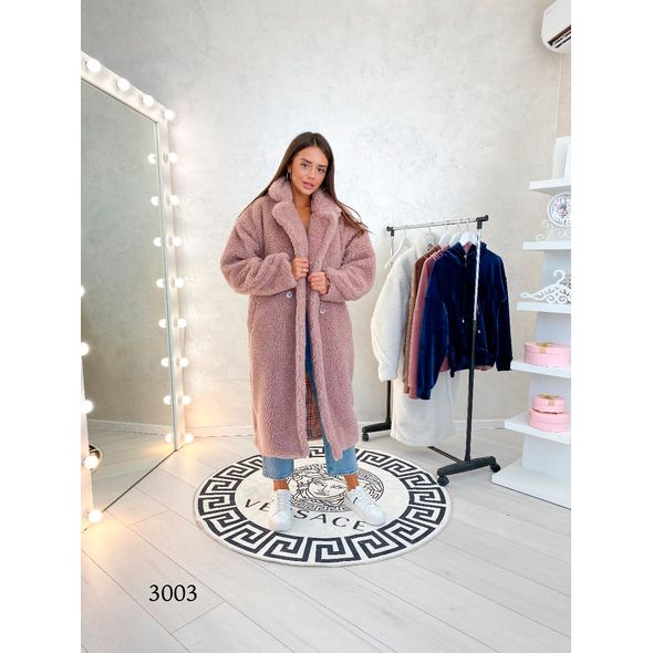 Жіноча шуба довга з коміром стійка пудра 3003, Колір: Кавовий, Розмір: 42-48, фото , зображення 2