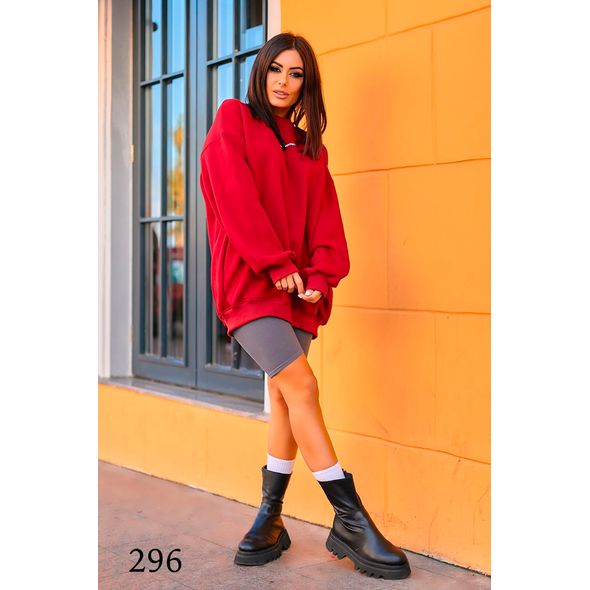 Жіноче худі вільного крою колір червоний 296, Колір: Червоний, Розмір: 42-46, фото 