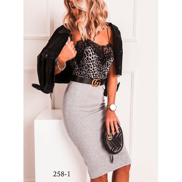 Спідниця олівець сіра 258-1, Колір: Сірий, Розмір: s-m, фото 