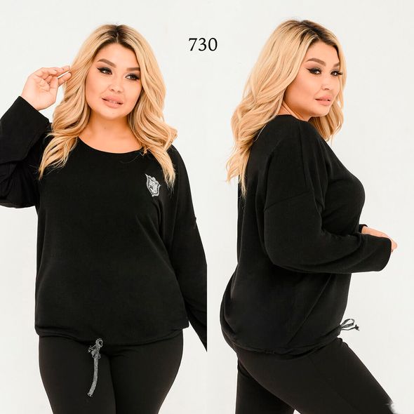 Жіноча туніка чорна великого розміру 730, Колір: Чорний, Розмір: 52-54, фото 