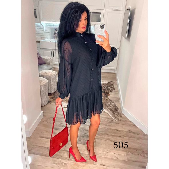 Сукня міні вільного крою чорна 505, Колір: Чорний, Розмір: s-m, фото 