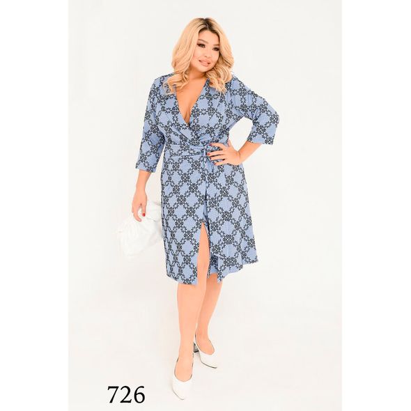 Сукня жіноча великого розміру блакитна 726, Колір: Блакитний, Розмір: 48-50, фото 