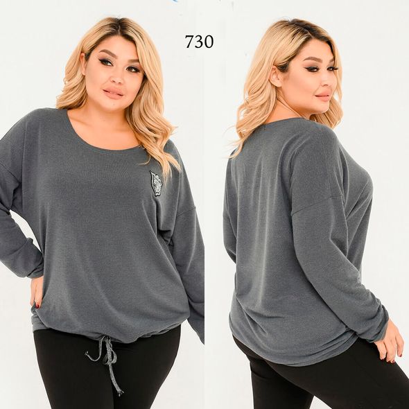 Жіноча туніка сіра великого розміру 730, Колір: Сірий, Розмір: 52-54, фото 