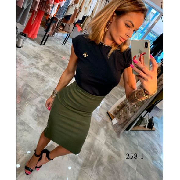 Спідниця олівець хакі 258-1, Колір: Хакі, Розмір: s-m, фото 