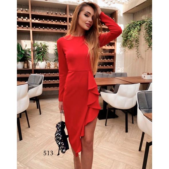 Червона сукня жіноча 513, Колір: Червоний, Розмір: m-l, фото 