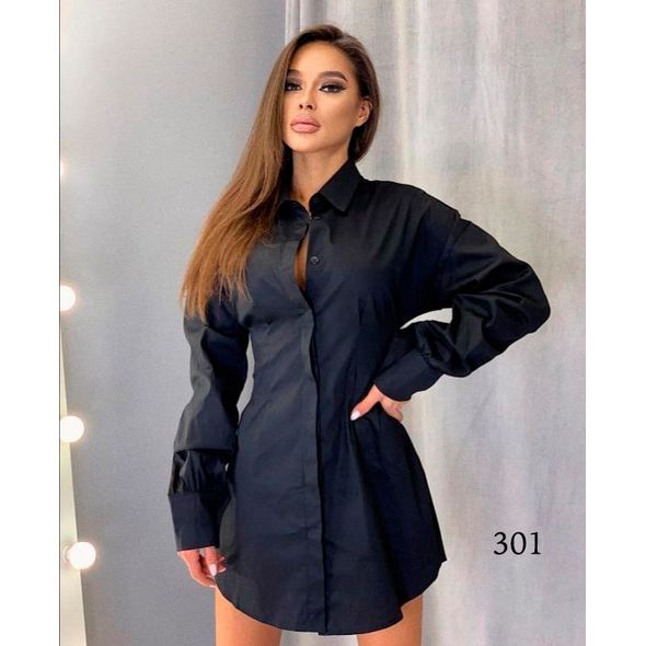 Рубашка платье черное 301, Цвет: Черный, Размер: S-M (42-44 UKR), фото 