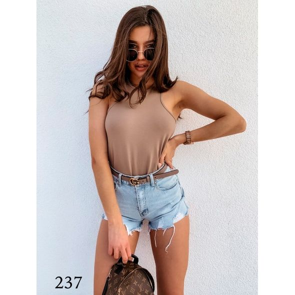 Жіночий боді капучино без рукавів 237, Колір: Капучино, Розмір: s-m, фото 