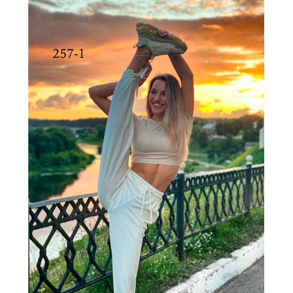 Жіночі спортивні штани молочні 257-1, Колір: Молочний, Розмір: s-m, фото , зображення 2