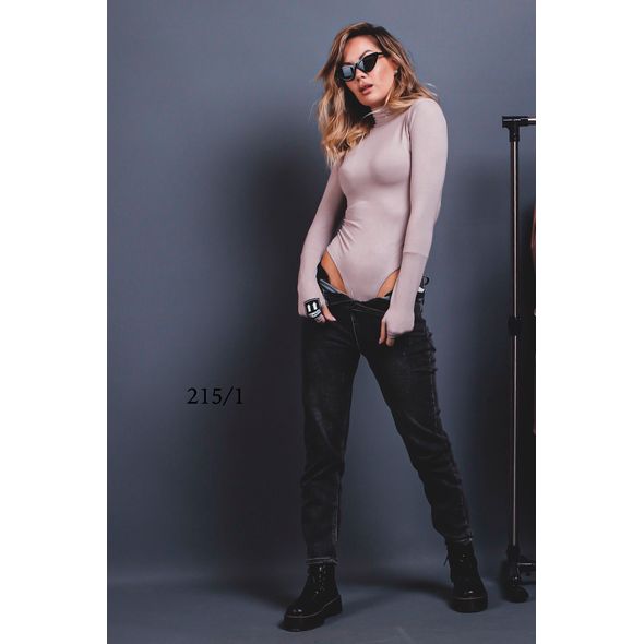 Женский боди бежевый с длинным рукавом 215/1, Цвет: Бежевый, Размер: S-M (42-44 UKR), фото 