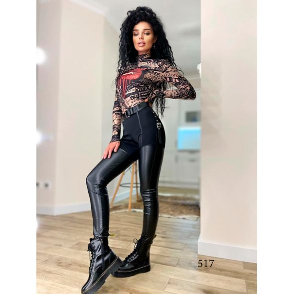 Лосіни жіночі чорні 517, Колір: Чорний, Розмір: s-m, фото , зображення 3