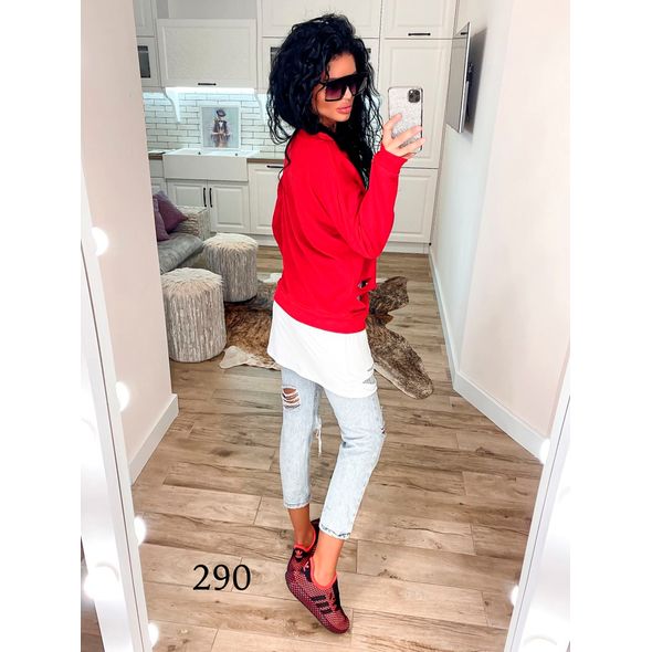 Свитшот-платье красное 290, Цвет: Красный, Размер: S-M (42-44 UKR), фото , изображение 2