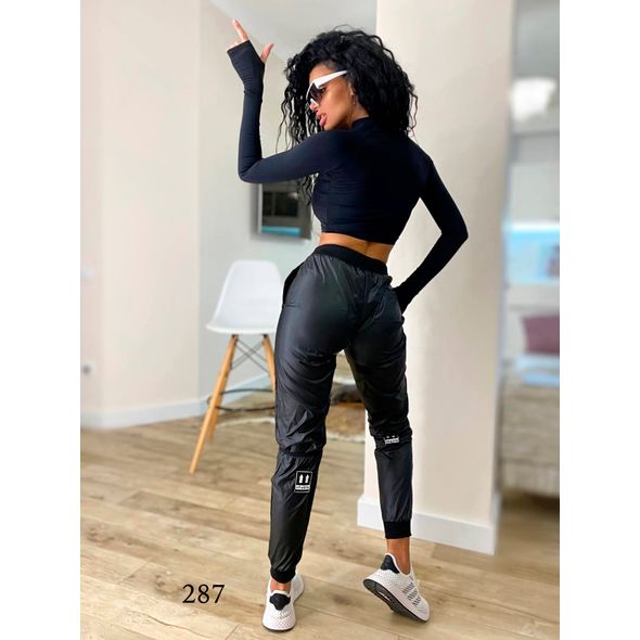 Жіночі спортивні штани чорні 287, Колір: Чорний, Розмір: m-l, фото , зображення 4