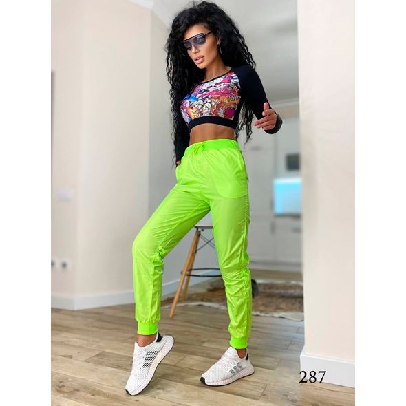 Жіночі спортивні штани яскраво-зелені 287, Колір: Салат, Розмір: s-m, фото 