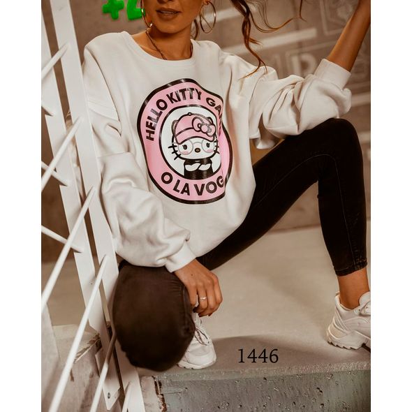 Женский свитшот белый 1446, Цвет: Белый, Размер: 42-46 UKR (One size), фото 