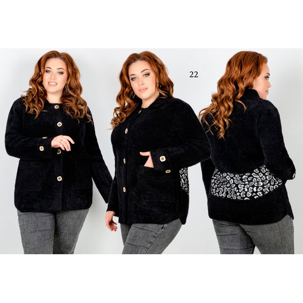 Тонкое пальто-пиджак женский из альпака цвет черный 22, Цвет: Черный, Размер: 50-56 UKR (One size), фото 