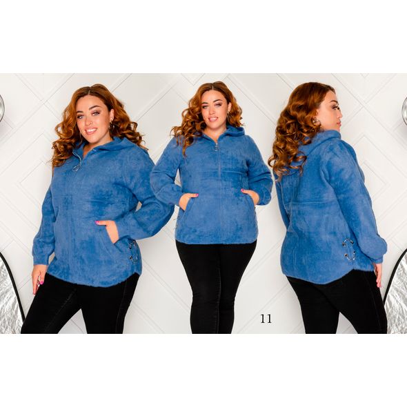 Жіноче коротке пальто джинс з капюшоном 11, Колір: Джинс, Розмір: 50-56, фото 