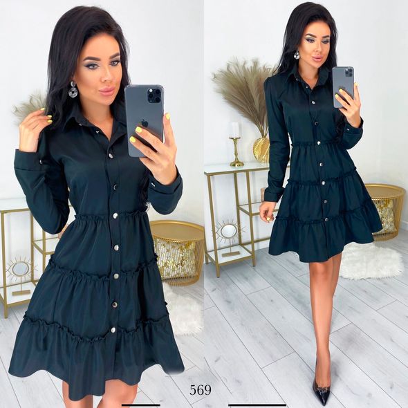 Плаття-Сорочка чорного кольору 569, Колір: Чорний, Розмір: s-m, фото 