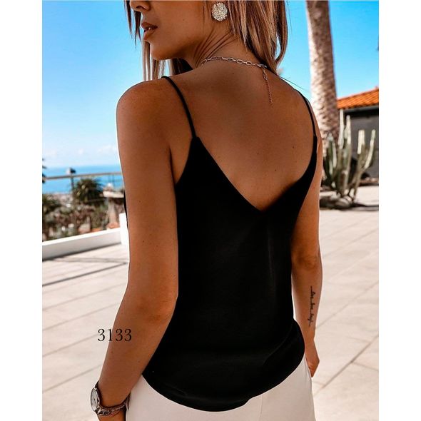 Блузка чорна на лямках 3133, Колір: Чорний, Розмір: 42-46, фото , зображення 2