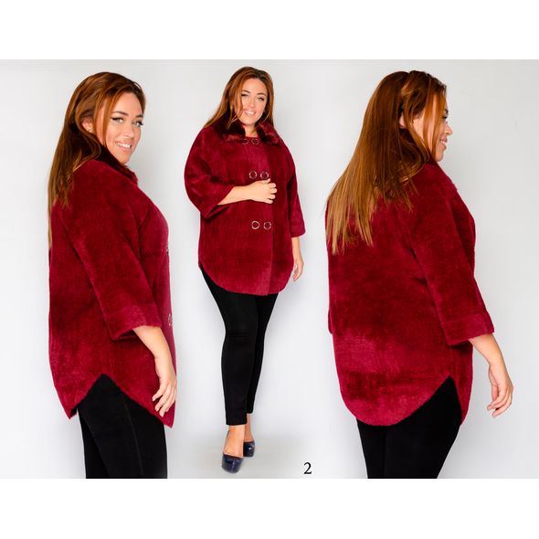 Женское пальто короткое цвет бордовый 2, Цвет: Бордовый, Размер: 50-56 UKR (One size), фото 